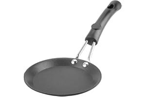 Atyhao Mini poêle ronde 12 cm pour la friture des œufs, poêle à œufs pochés modèle domestique petit wok cuisine poêle cuisine petite taille noire (poignée en bois électrique)