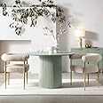 Round Acacia Wood Dining Table 4 Seater Dining Table | Round Walnut Dining Table | Dining Room Furniture (Grey Green)