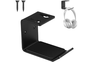 Caybats Kopfhörerhalter Hakenhalterung für Unter den Schreibtisch – Robuster und Kratzfester Kopfhörerhaken aus Aluminium und Silikon, Universell Kompatibel, Einfache Montage mit Klebeband oder Schrau