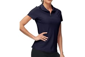 AjezMax Polo Femme Manches Courtes Sport Golf Polo Shirt d'été Respirant Tennis Tops avec Zip