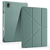 Elfia Honor Magic Pad 2 ile Uyumlu Kılıf Silikon Yumuşak 4 Farklı Stand Olabilen Kalem B&ouml;lmeli Kapaklı Tablet Kılıfı Koyu Yeş