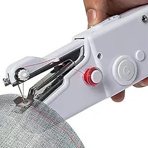 SHUBHLAXMI Sewing Machine Electric Handheld Sewing Machine Mini Handy Stitch Portable Needlework Cordless Handmade DIY Tool Clothes Portable(White)