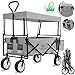 Produktbild Kesser® Bollerwagen faltbar mit Dach Handwagen Transportkarre Gerätewagen | inkl. 2 Netztaschen und Einer Außentasche | klappbar | Vollgummi-Reifen | bis 100 kg Tragkraft | Grau