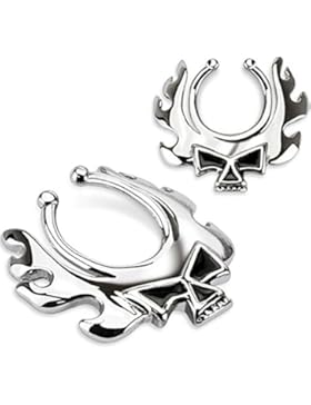 Paula & Fritz® Fake Brustwarzenpiercing Clip aus Edelstahl Chirurgenstahl 316L...