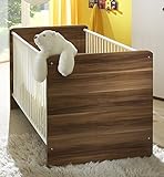 Babyzimmer Kinderzimmer komplett Set WIKI 2 in Walnuss / Weiß – Babymöbel Komplettset mit grossem Kleiderschrank (1 Spiegeltür), Babybett, Lattenrost, Wickelkommode mit Wickelaufsatz und Standregal - 3