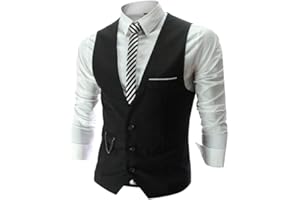 Oanviso Senza Maniche a Gilet da Uomo Tinta Unita Vest Classico Gilet da Abito Casual Monopetto Gilet Slim Fit Vest da Morbido Elegante con Scollo a V per Nozze Festa Attività Panciotto