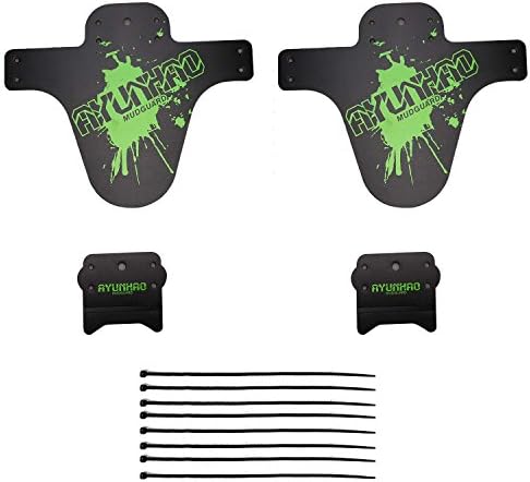 2 Pcs Bicycle Fenders,Mountain Bike Fender,Lightest MTB/Road Bike Mudguard,Rear and Front a Set Mudguards For Mountain BMX Racing Touring Road Bike (Green)