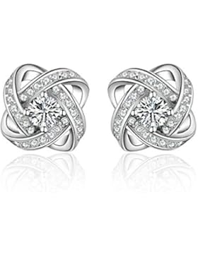 S.Vantine 925 Sterling Silber Damen Ohrstecker Ohrringe, doppelt verschlungene Ohrstecker mit Etui damen Schmuck