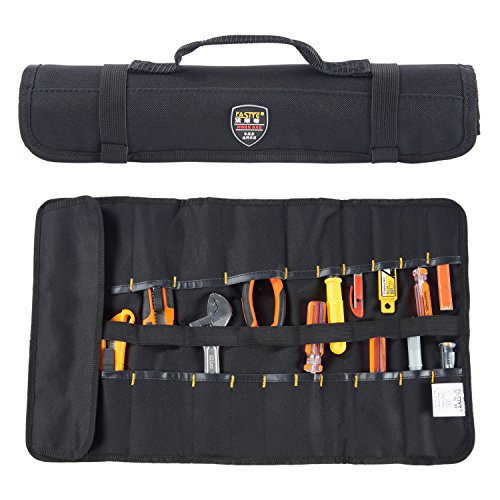 Babimax Rolltasche Werkzeugetasche Tragetasche Schwarz 600 Denier Nylon aus Oxford leer handtragend Stifthalter Dukumententasche mit 20 Fächer leer für Techniker und Mechaniker