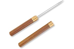 KIEYEENO Eispickel, 22,4 cm (9 Zoll), Edelstahl, Eispickel, Küche, Eiscrusher mit Sicherheitsgriff aus Holz und Hülle für Picknick, Camping, Cocktails, Barkeeper, Bars, Zuhause, 1 Stück