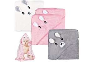 UieaMsio 3Pcs Cape De Bain Bebe,Serviette De Bain Bébé Cape De Bain Bebe Garcon Serviette Éponge,Douces & Absorption Forte,Peluche De Corail De Haute Qualité, Cape De Bain 0-5 Ans 80 x 80cm (B)