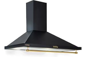 Klarstein 90 cm Hotte Aspirante Silencieuse, Hotte de Cuisine 90cm, LED, Débit d'Air Puissant 591.5m³/h, Filtres à Graisse, Efficacité Energétique Classe A, Hotte avec Évacuation