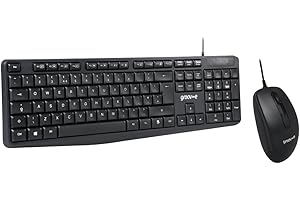 GROOV E Groov-e Wired Full-Size Keyboard and Mouse Combo - Computer Accessories for Laptops and PCs, Ergonomic Design, Silent Keys, USB Connection, Compact Mouse, Qwerty Keyboard - Black