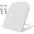 Mass Dynamic Soft Close Square Toilet Seat White, One Button Quick Release Toilet Seats with Top Fixings and Adjustable Hinges, Slim Urea Formaldehyde Loo Seat, 421mm x 352mm