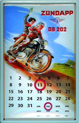 Preisvergleich Produktbild Schild Alu Artdeco Kalender Zündapp DB 202 300x200mm