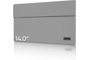 ARZOPA Bolsa para computadora de 14.0", Cuero de PU, Material y Base Impermeables, Forro Suave, Cierre magnético Fuerte, Almacenamiento Enrollable, fácil de Transportar (Gris)