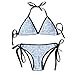 Produktbild Osmykqe Womens Sexy Bikini Sets Bathing Swimsuits Tie Back Blue Tiles Wallpaper Flower Print