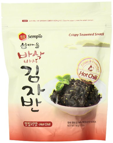 Sempio Snack de Algas Crujientes, Chile Picante - Paquete de 12 x 50 gr - Total: 600 gr