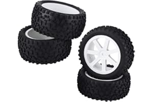 EVER RC Tire,pneu buggy rc 1/10 4pcs 1/10 RC Truck Rubber Tire Wheel Tyre compatible with ZD Racing Buggy Crawler Car RC Wheel Tire (White)