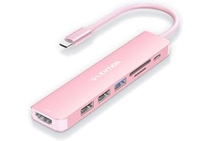 LENTION Hub USB C HDMI 4K@60Hz, PD 100W, Lector de Tarjetas SD/TF, USB 3.0 & 2.0, Adaptador USB C 7 en 1 para MacBook Pro 2024-2016, Nuevo Mac Air, Surface, iPhone 17 Plus Pro MAX y Más (Oro Rosa)
