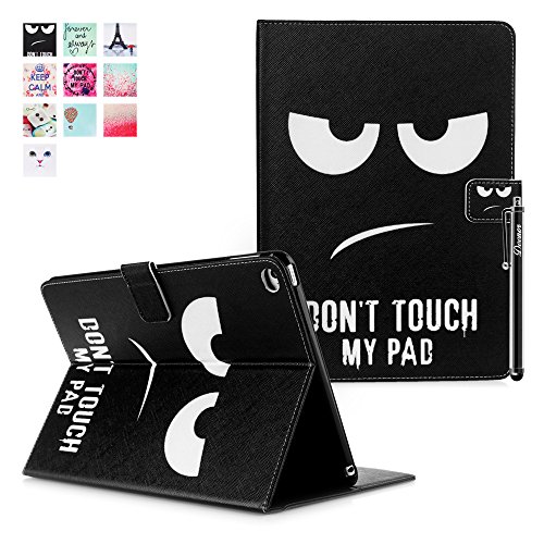 iPad Air 2 Hülle, Deenor Colorful Classic Design PU Leder Stand Schutzhülle Hülle für Apple iPad Air 2 iPad 6 Generation. (DON'T TOUCH MY PAD)