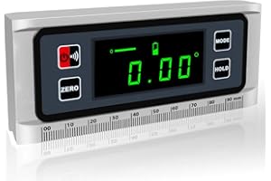 Angle Gauge eOUTIL Digital Protractor Inclinometer Angle Finder with V-Groove Magnetic Base, Precision Bevel for Automobile Woodworking Building Drilling Machinery Masonry (DL1906)