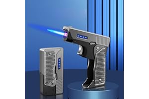Deluisho Accendino Pieghevole a Doppio Uso Gas-elettrico Una Macchina Accendino a Doppio Uso Antivento Fiamma Blu Personalità Creativa per Sigarette, Candele, Cucina, Esterno