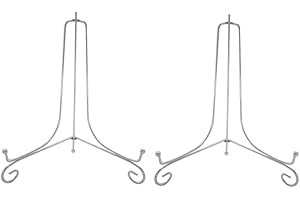 Tincogo (2 pack) 10" Iron Plate Stand, Silver Iron Easel Plate Display Photo Holder Stand, Displays Picture Frames, Cookbooks, Decorative Plates, Tablets and Art