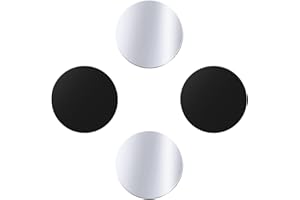 Juspota 4 Piezas Láminas Metálicas Muy Finas Placas Metálicas con Adhesivo para Soporte Movil Coche Magnético/Iman para Movil Coche y Otros Productos de imán - 4 Redondas