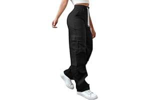 CHANPNING Pantalon Cargo Femme Taille Haute Grande Taille Elastique Pantalons De Randonnée Jogging Sport Extérieur Trekking Travail avec Poches Pantalon Militaire Ample Décontracté Baggy Y2K Streetwear