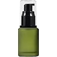 1PCS 60ML/2OZ Empty Refillable Green Frosted Glass Creams Lotions Bottles with Pump Vial Cosmetic Dispenser Jars Makeup Emulsion Liquids Storage Container Portable Travel Bottle Sample Trial Packing