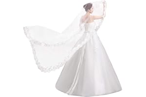 IBLUELOVER Bridal Veil 5 m Long Wedding Veil Soft Tulle Bridal Dress Accessories Handmade Flowers Lace Elegant Bridal Veil Festive Veil Women's Veil White Wedding Accessories