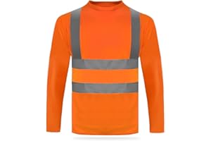 HYCOPROT T-Shirt Réfléchissant à Manches Longues Gilet de Sécurité Haute Visibilité Maille Respirante, T-Shirt Réfléchissant Léger et Respirant à Séchage Rapide