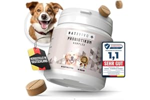 NatiVivo Probiotikum Komplex - Probiotika Darmkur Dia Tabs unterstützend bei Sodbrennen & Durchfall. Unterstützt das Immunsystem, die Verdauung, Darmflora & Darmsanierung bei Hunden. Made in Germany