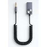 Busstier AUX Bluetooth 5.0 Alıcı Adapt&ouml;r Mikrofonlu USB Beslemeli Ara&ccedil; ve Ev Tipi Ses Sistemlerine Uyumlu Spiral Kablo Aux to