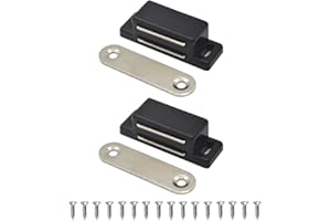 Magnetic Door Catch, Lockimo Cupboard Door Magnets Drawer Magnet Small Cabinet Door Magnetic Catches Latches for Kitchen Wardrobe Magnets Door Closers Magnet Closure 2 Pack Black
