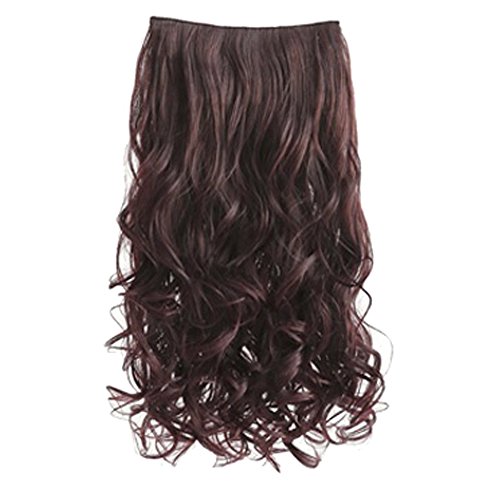 Hot Fashion Full Head Clip Curly Wavy Women Synthetic Hair Extension Extensions (Dark Brown)