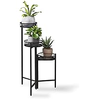 LIFA LIVING Moderne Blumentreppe aus schwarzem Metall, Pflanzenständer mit 3 Stufen, Dekorativer Blumentopfständer für…