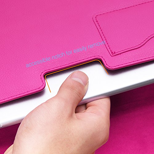 MoKo MacBook Air / Pro 13.3 Zoll Laptop Hülle – PU Leder Tasche Schutzhülle Lederhülle Wallet Case Leather Sleeve Aktentasche mit Karten-Slot für Apple MacBook Air / Macbook Pro 13.3 Zoll, Magenta - 5
