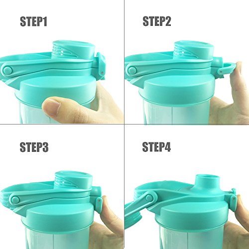 Blenderbottle, Sportflasche Trinkflasche mit Blenderball, Knopf-Design Klippverschluss & Schraubverschluss zur Dicht, Mixer für Sport, Büro und Alltag, 700ml/24oz - 7