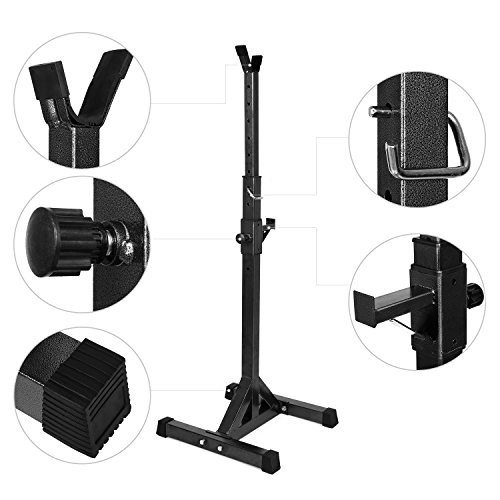 FEMOR kniebeugen Hantelablage Hantelständer Set für Langhantel, zum Bankdrücken,höhenverstellbar, rutschfest - 5