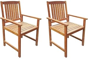 vidaXL 2X Bois Acacia Massif Chaise Salle à Manger d'Extérieur Marron Jardin