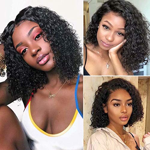 Maxine 8A - Parrucca di capelli ondulati con partitura frontale, capelli umani brasiliani Remy con densità 130%, parrucca regolabile con capelli vergini