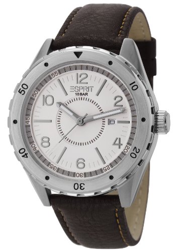 Esprit Herren-Armbanduhr XL Alamo Brown Analog Quarz Leder ES105541002