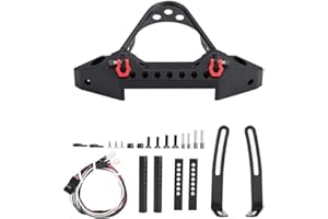 Woyisisi Paraurti Anteriore RC, paraurti Anteriore in Metallo con 2 luci a LED per Auto cingolata con Telecomando in Scala 1/10 Traxxas TRX-4(Nero)