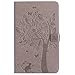 Produktbild Samsung Galaxy Tab A 10.1 hülle, Billionn® Cover echte Qualität Bäume Schmetterlinge Katzen Geprägte Muster vorne Buckle-Schlag-Leder-Mappen-Kasten mit 4-Karten-Slots und bequeme Standplatz-Funktion für Samsung Galaxy Tab A 10.1 Inch SM-T580 / SM-T585 (grau)