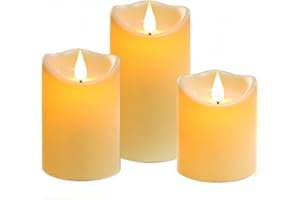 Da by Candela a LED, candela impermeabile esterna, candela LED lampeggiante, candela alimentata a batteria con telecomando e timer, plastica bianca avorio, 10 cm, 12,5 cm, 15 cm 3 pezzi