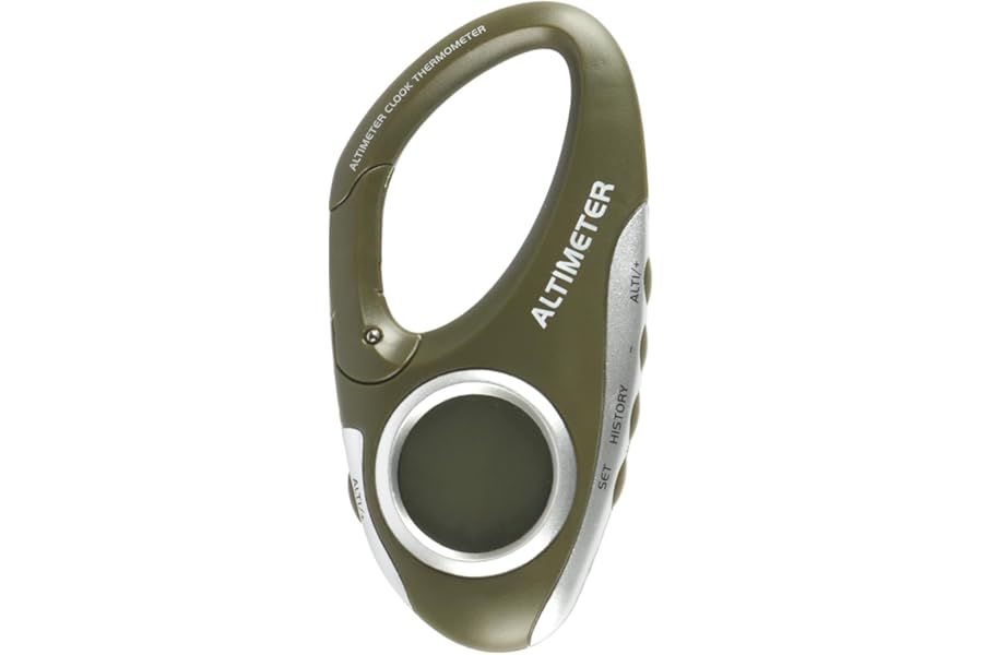 Sarini Digital Altimeter with Portable Hook Design Multifunctional Barometer Direction Clock Temperature Weather Forecast and Altitude Display for Hiking Climbing