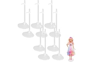 DHWEKU Supporto per Bambole, Supporti Espositore per Bambole in Plastica, Supporto per Bambolei trasparente per bambole da 11 a 13 pollici, Accessori per bambole Barbie (10 Pezzi)
