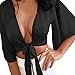 Produktbild OSYARD Damen Kurze Bandage Gewickelt Bluse Shirt Enge Crop Tops(EU 46/XL, Schwarz)